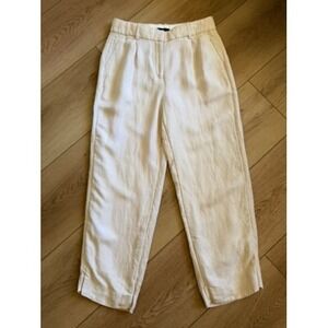 J.Crew Cream Linen Cupro Blend Pleated Wide Leg Trousers Pants Womens Size 4